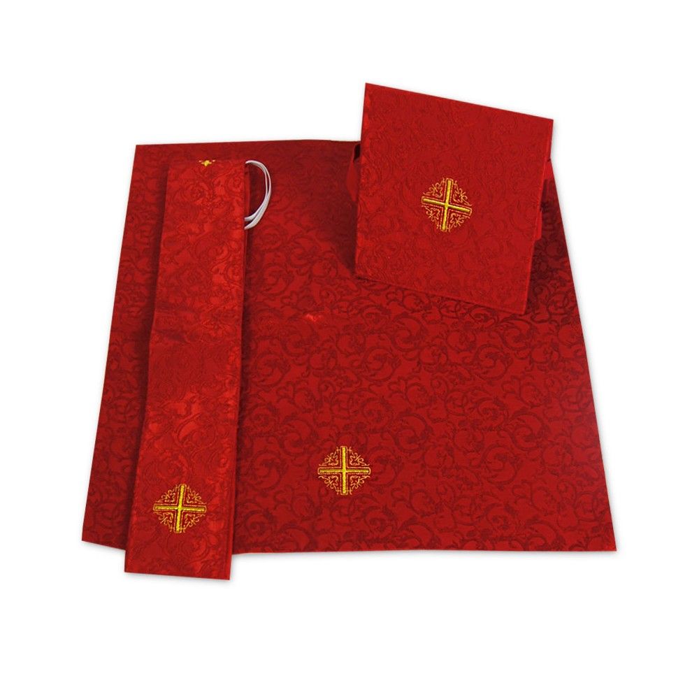 Zestaw Bursa, Manipularz i Welon na Kielich - czerwony - BURSY, ZESTAWY DO CHORYCH - Nowość