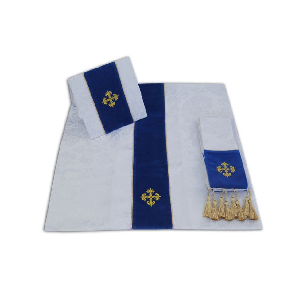 Zestaw Bursa, Manipularz i Welon na Kielich (żakard i aksamit) - Maryjny - BURSY, ZESTAWY DO CHORYCH - Nowość