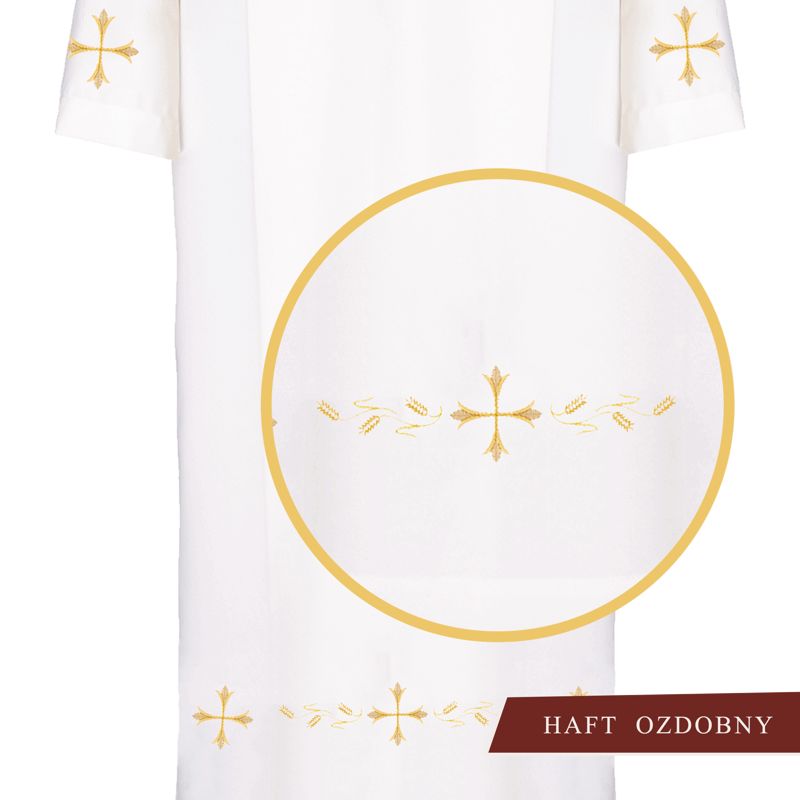 Alba kapłańska biała haftowana - 04 - KOMŻE I ALBY  KAPŁAŃSKIE - zdjęcie 2 - Alba kapłańska biała haftowana - 04
