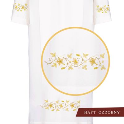 Alba kapłańska haftowana - 05 - KOMŻE I ALBY  KAPŁAŃSKIE - zdjęcie 4 - Alba kapłańska haftowana - 05