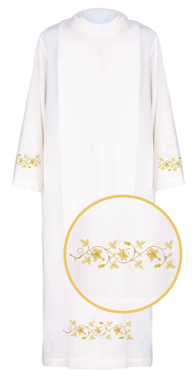 Alba kapłańska haftowana - 05 - KOMŻE I ALBY  KAPŁAŃSKIE - zdjęcie 3 - Alba kapłańska haftowana - 05