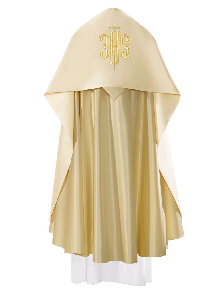 Welon liturgiczny IHS haftowany, ecru satyna (17) - WELONY - zdjęcie 2 - Welon liturgiczny IHS haftowany, ecru satyna (17)