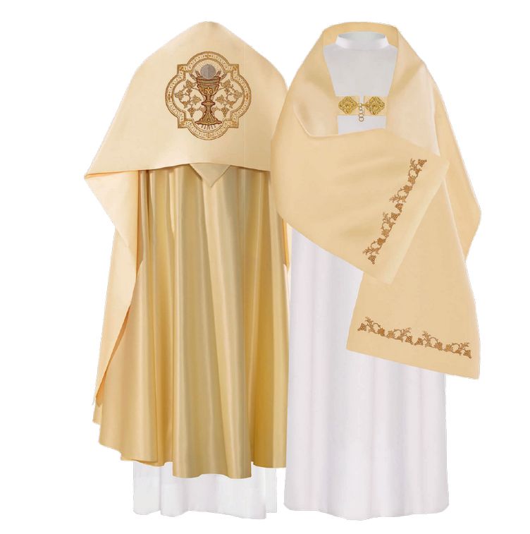 Welon liturgiczny kielich haftowany, ecru satyna (20) - WELONY - zdjęcie 2 - Welon liturgiczny kielich haftowany, ecru satyna (20)