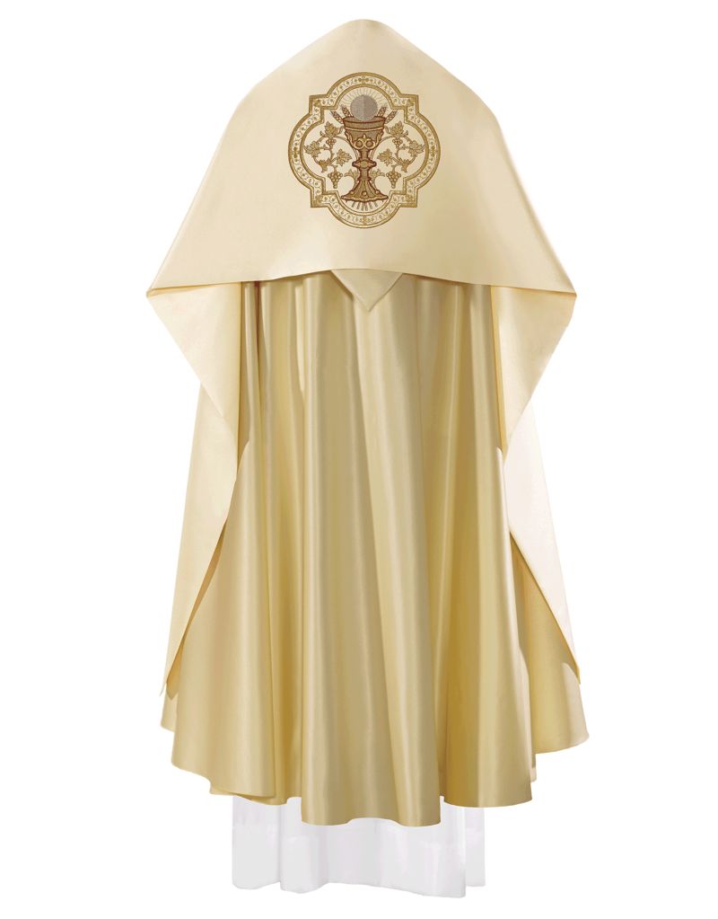 Welon liturgiczny kielich haftowany, ecru satyna (20) - WELONY - zdjęcie 3 - Welon liturgiczny kielich haftowany, ecru satyna (20)