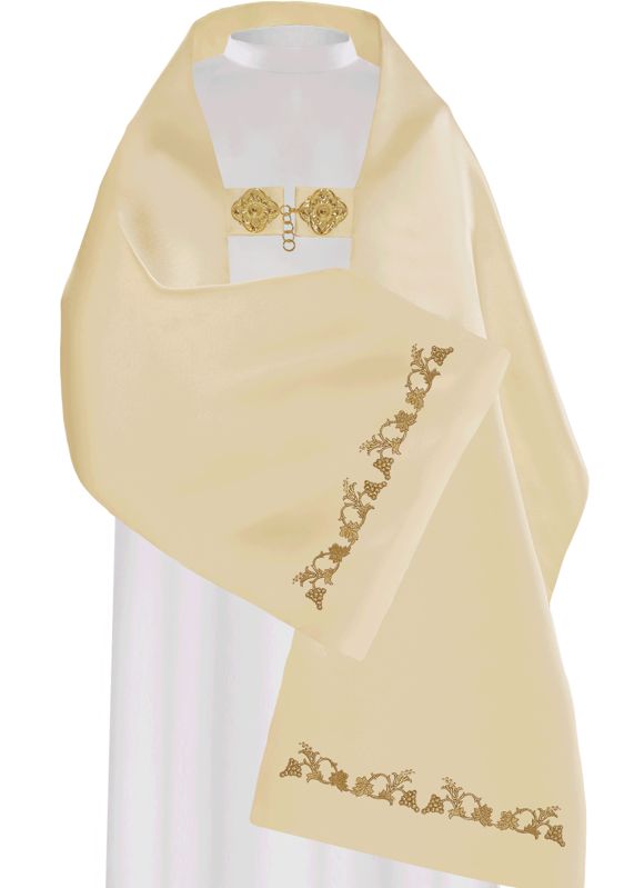 Welon liturgiczny kielich haftowany, ecru satyna (20) - WELONY - zdjęcie 4 - Welon liturgiczny kielich haftowany, ecru satyna (20)