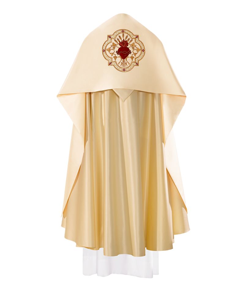 Welon liturgiczny Serce Pana Jezusa haftowany, ecru satyna (21) - WELONY - zdjęcie 2 - Welon liturgiczny Serce Pana Jezusa haftowany, ecru satyna (21)