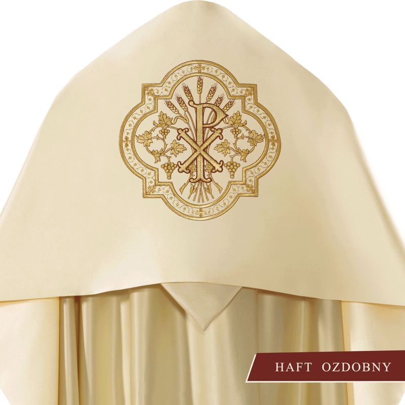 Welon liturgiczny haftowany PX, ecru satyna (22) - WELONY - Nowość