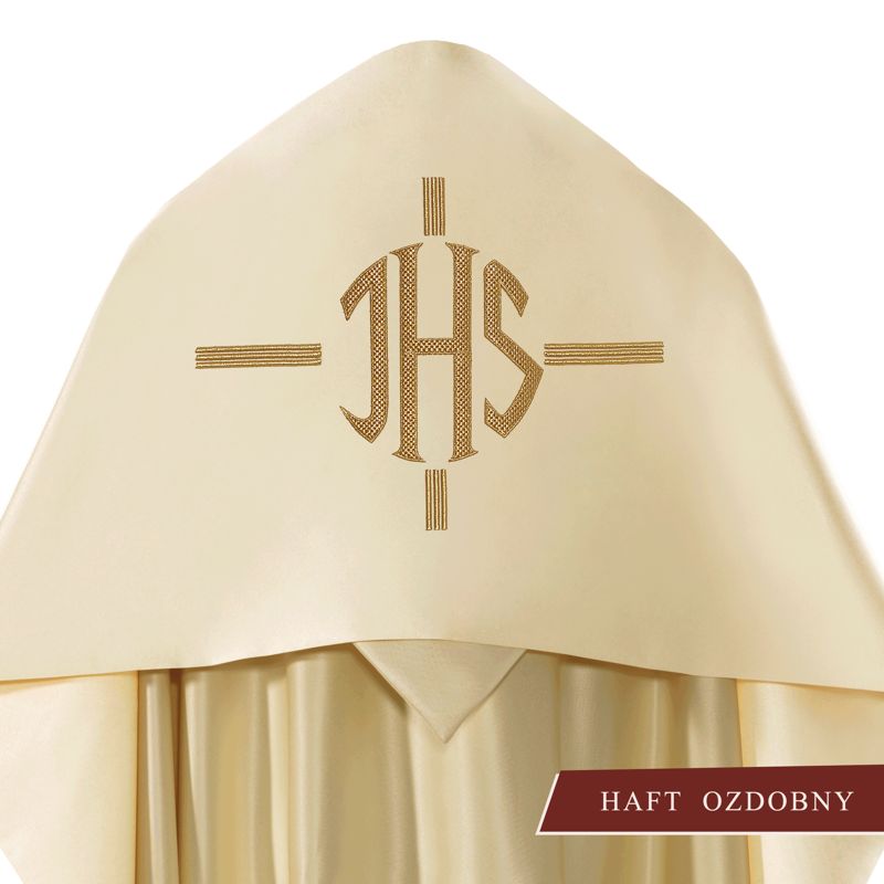 Welon liturgiczny haftowany IHS, ecru satyna (24) - WELONY - Nowość