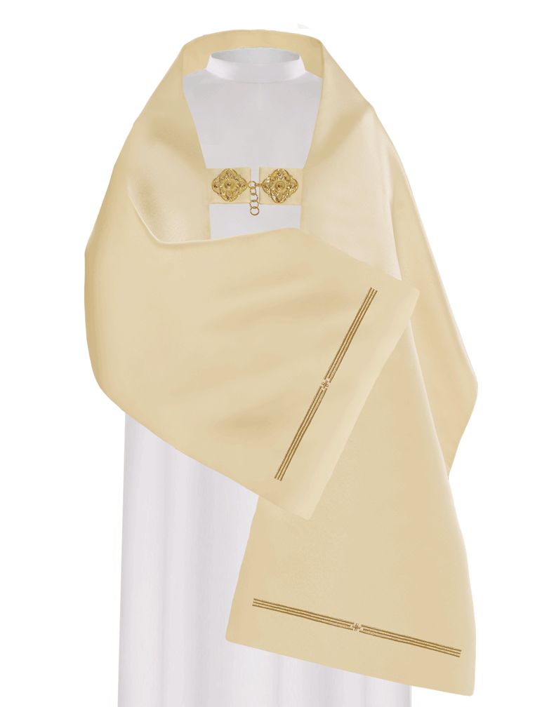 Welon liturgiczny haftowany IHS, ecru satyna (24) - WELONY - zdjęcie 3 - Welon liturgiczny haftowany IHS, ecru satyna (24)