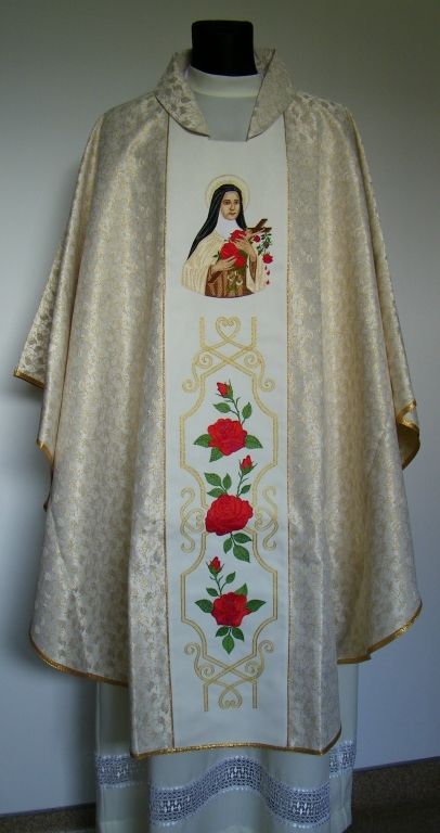 Ornat haftowany św. Teresa od Dzieciątka Jezus - Ornaty z wizerunkiem świętych - zdjęcie 2 - Ornat haftowany św. Teresa od Dzieciątka Jezus