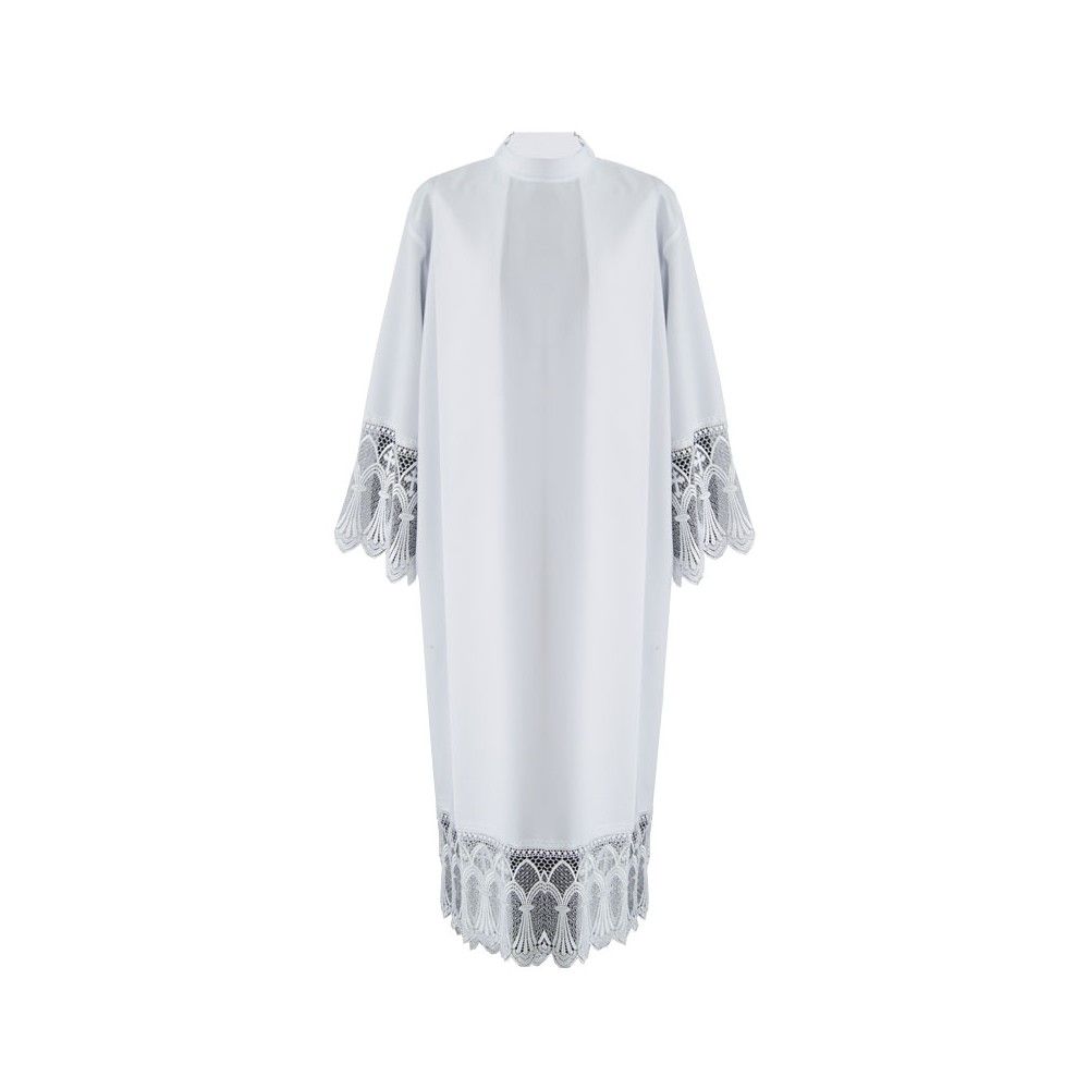 Alba kapłańska z gipiurą wzór krzyżykowy - KOMŻE I ALBY  KAPŁAŃSKIE - Nowość