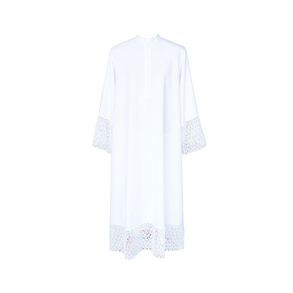 Alba kapłańska z ozdobną koronką 182 cm - KOMŻE I ALBY  KAPŁAŃSKIE - Nowość