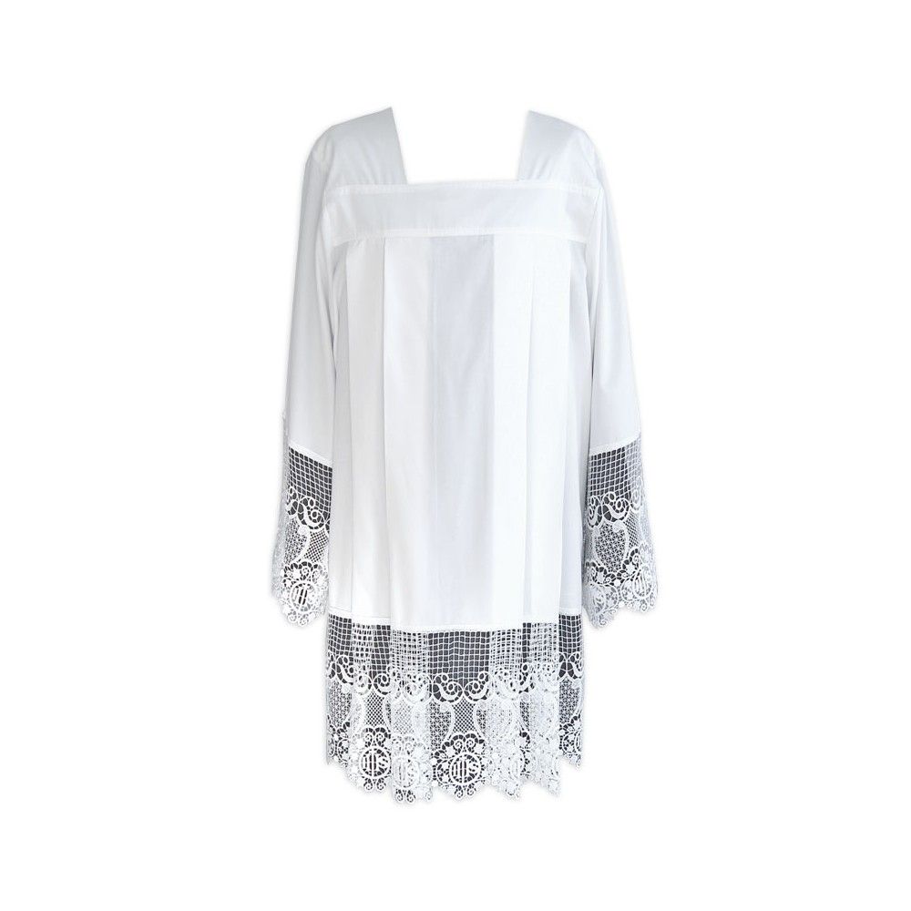 Komża kapłańska z gipiurą IHS - KOMŻE I ALBY  KAPŁAŃSKIE - Komża kapłańska z gipiurą IHS