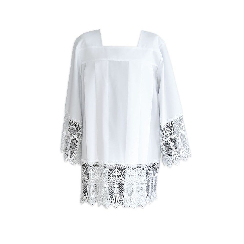 Komża kapłańska z gipiurą wzór krzyżykowy - KOMŻE I ALBY  KAPŁAŃSKIE - Nowość