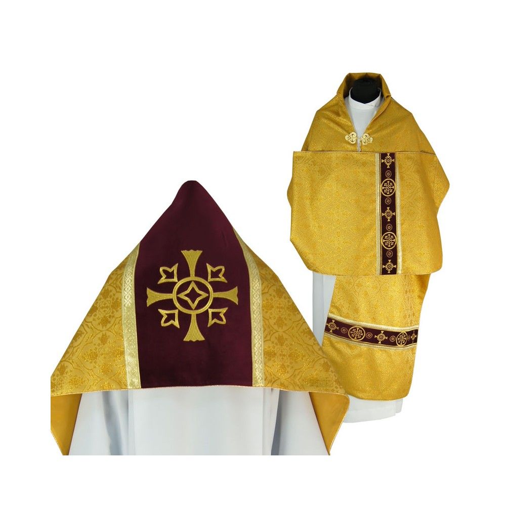 Welon liturgiczny aksamit - złoty krzyż (32) - WELONY - Nowość