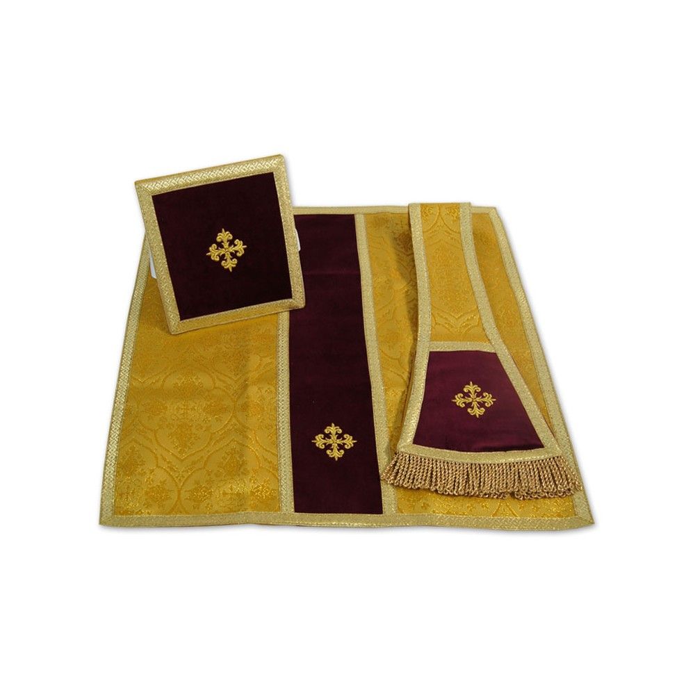 Zestaw Bursa, Manipularz i Welon na Kielich (brokat+aksamit) - BURSY, ZESTAWY DO CHORYCH - Nowość