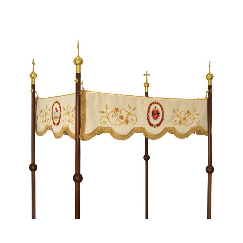 Baldachim procesyjny haftowany (140x160 cm)- ecru - BALDACHIMY - Baldachim procesyjny haftowany (140x160 cm)- ecru