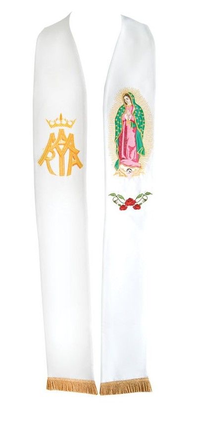 Stuła haftowana - Matka Boska z Gwadelupy - Z POSTACIAMI - Nowość