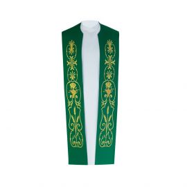 Stuła kapłańska bawełniana - złoty haft - kolory liturgiczne - EUCHARYSTYCZNE - zdjęcie 2 - Stuła kapłańska bawełniana - złoty haft