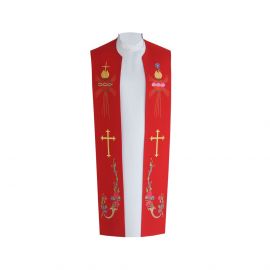 Stuła kapłańska haftowana - Serce, Krzyż (bawełna) - Z POSTACIAMI - zdjęcie 4 - Stuła kapłańska haftowana - Serce, Krzyż (bawełna)