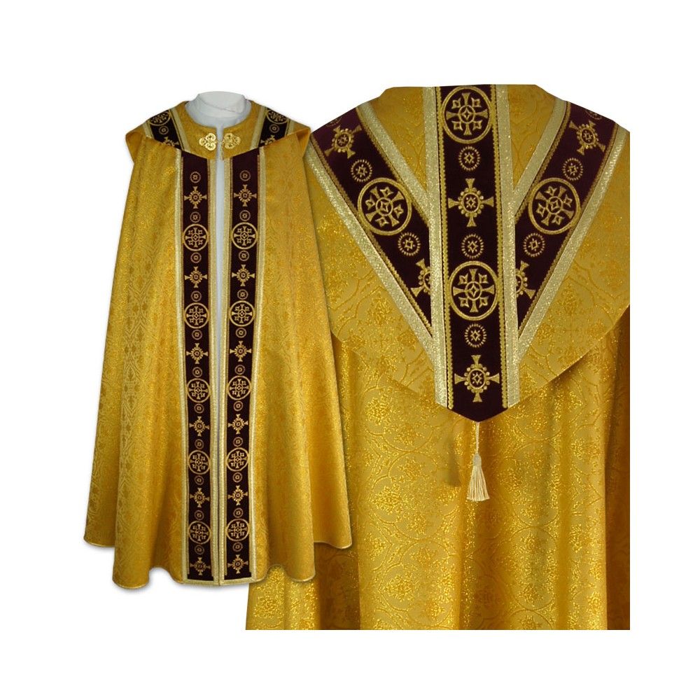 Kapa złota Semi-Gotycka - aksamitne pasy (5) - KAPY LITURGICZNE - Nowość