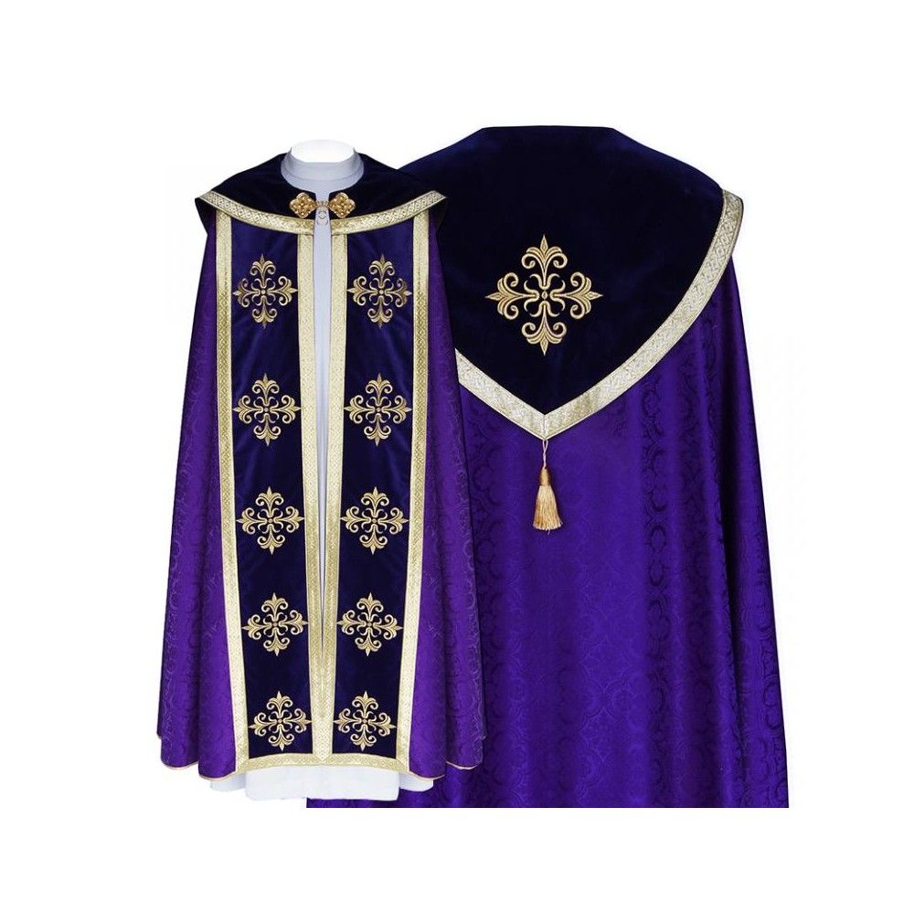 Kapa fioletowa wzór gotycki - tkanina żakard (11) - KAPY LITURGICZNE - Nowość