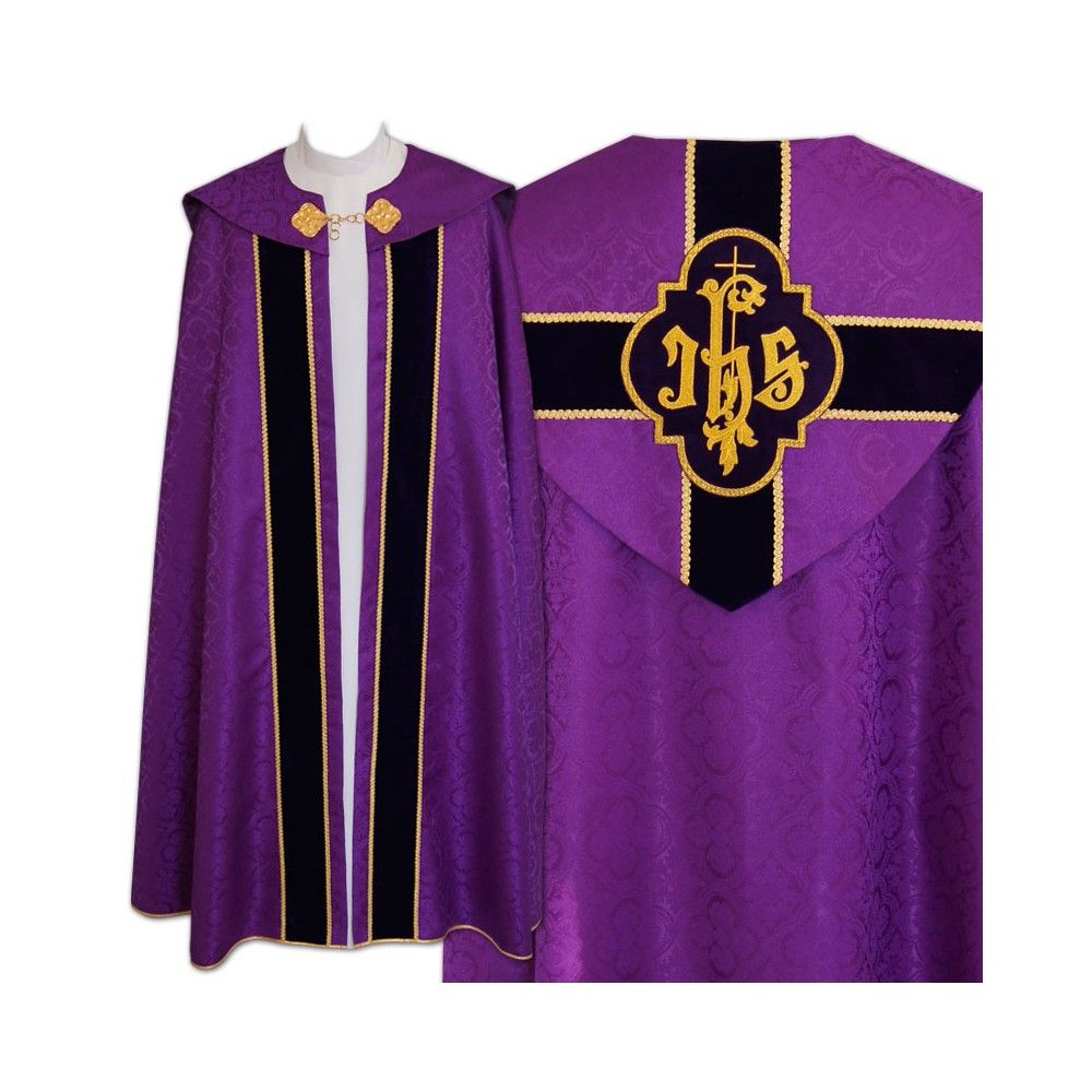Kapa fioletowa wzór gotycki - tkanina żakard (15) - KAPY LITURGICZNE - Nowość