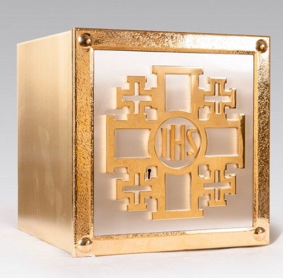 Tabernakulum mosiężne IHS, krzyż (37) - TABERNAKULA - Nowość