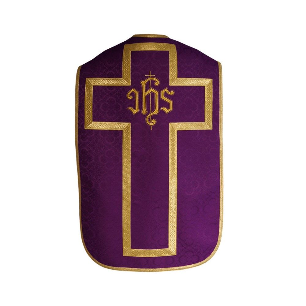 Ornat rzymski IHS - kolory liturgiczne, żakard (29) - Ornaty rzymskie - zdjęcie 3 - Ornat rzymski - kolory liturgiczne, żakard (29)