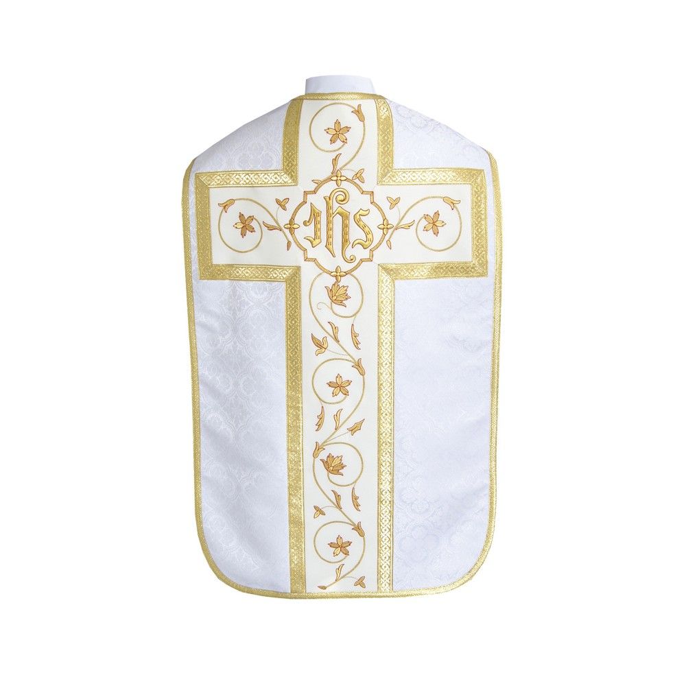 Ornat rzymski IHS - kolory liturgiczne, żakard (34) - Ornaty rzymskie - Ornat rzymski IHS - kolory liturgiczne, żakard (34)