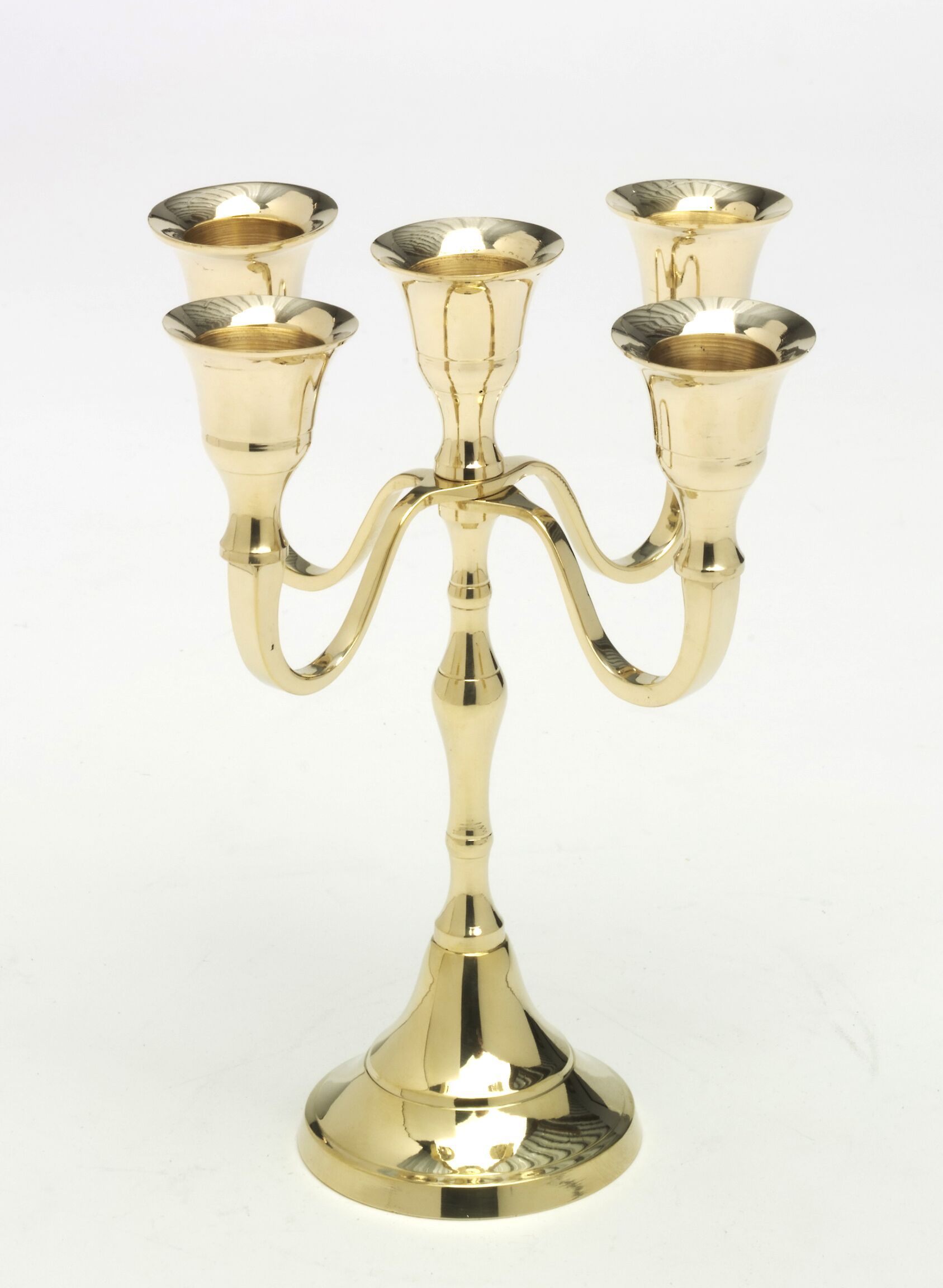 Świecznik na 5 chudych świeczek - mosiężny - 18 cm - ŚWIECZNIKI / LICHTARZE - Nowość