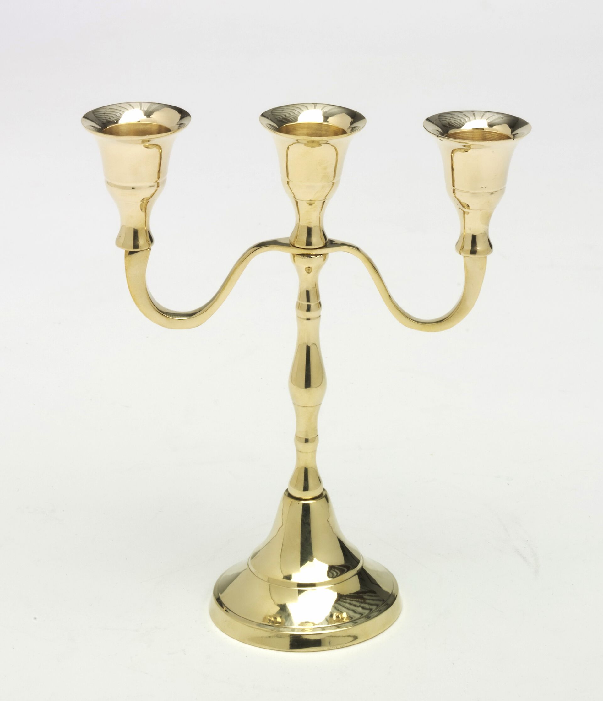 Świecznik na 3 chudych świeczek - mosiężny - 18 cm - ŚWIECZNIKI / LICHTARZE - Nowość