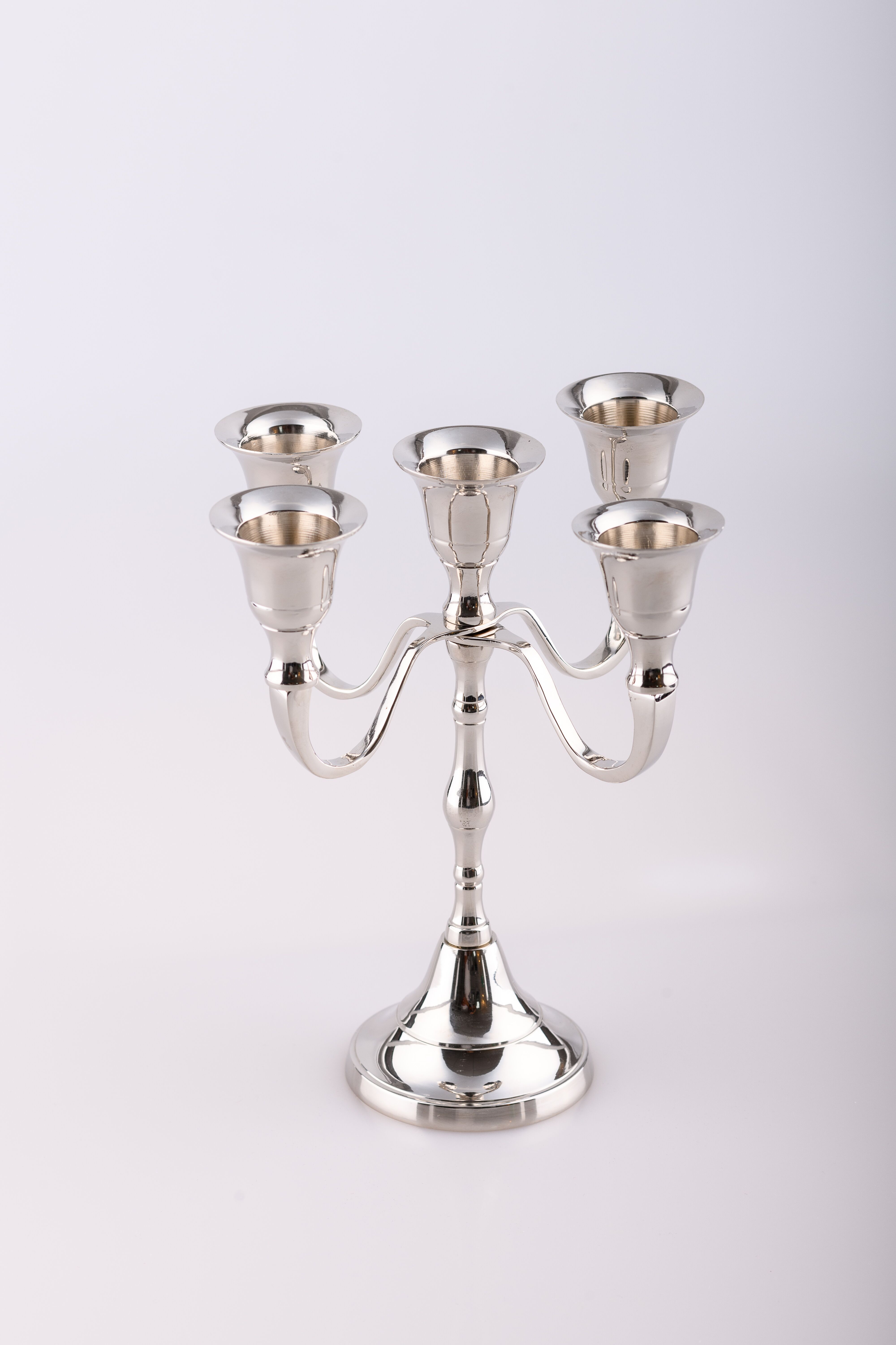 Świecznik na 5 chudych świeczek - niklowany - 18 cm - ŚWIECZNIKI / LICHTARZE - Nowość