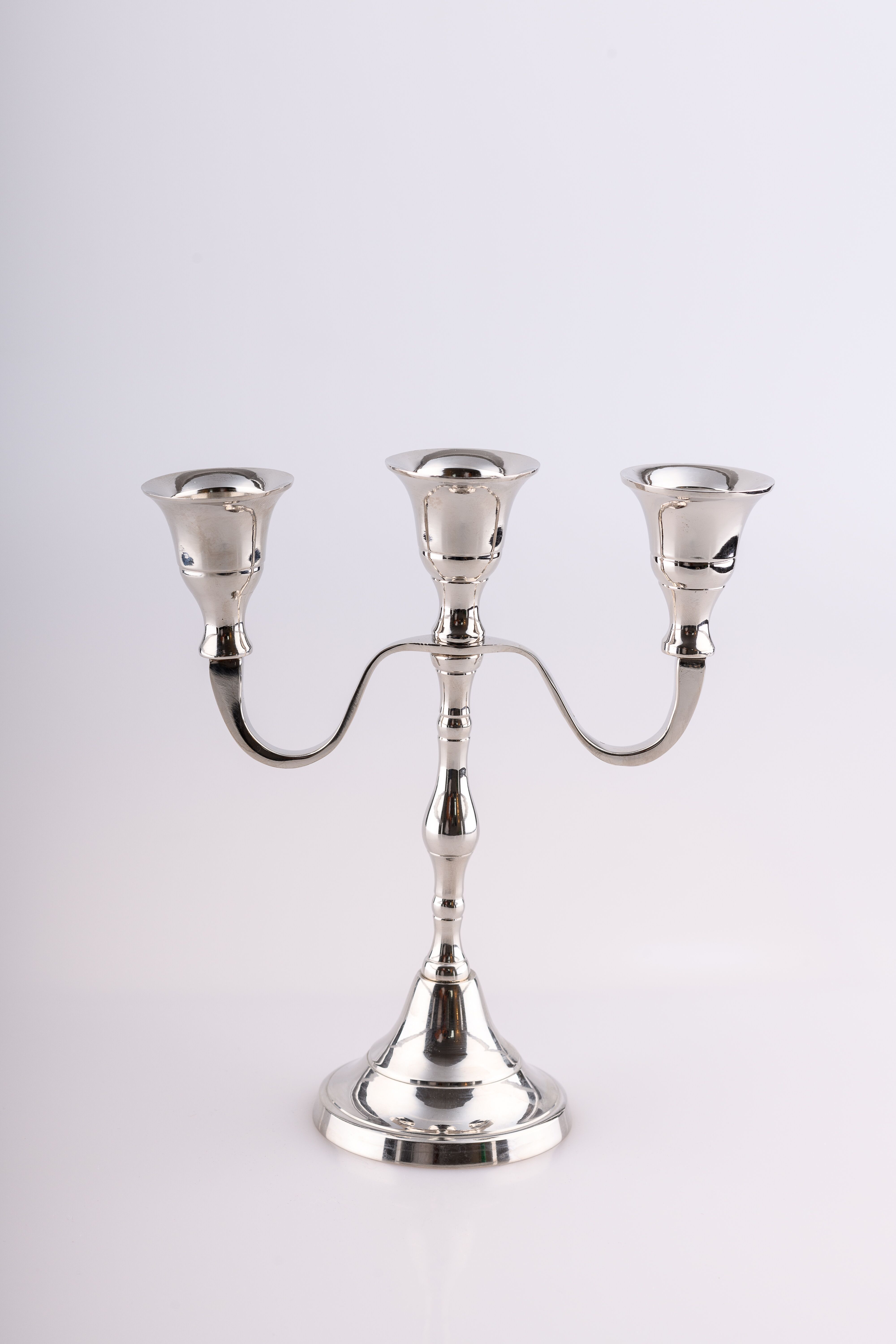 Świecznik na 3 chudych świeczek - niklowany - 18 cm - ŚWIECZNIKI / LICHTARZE - Nowość