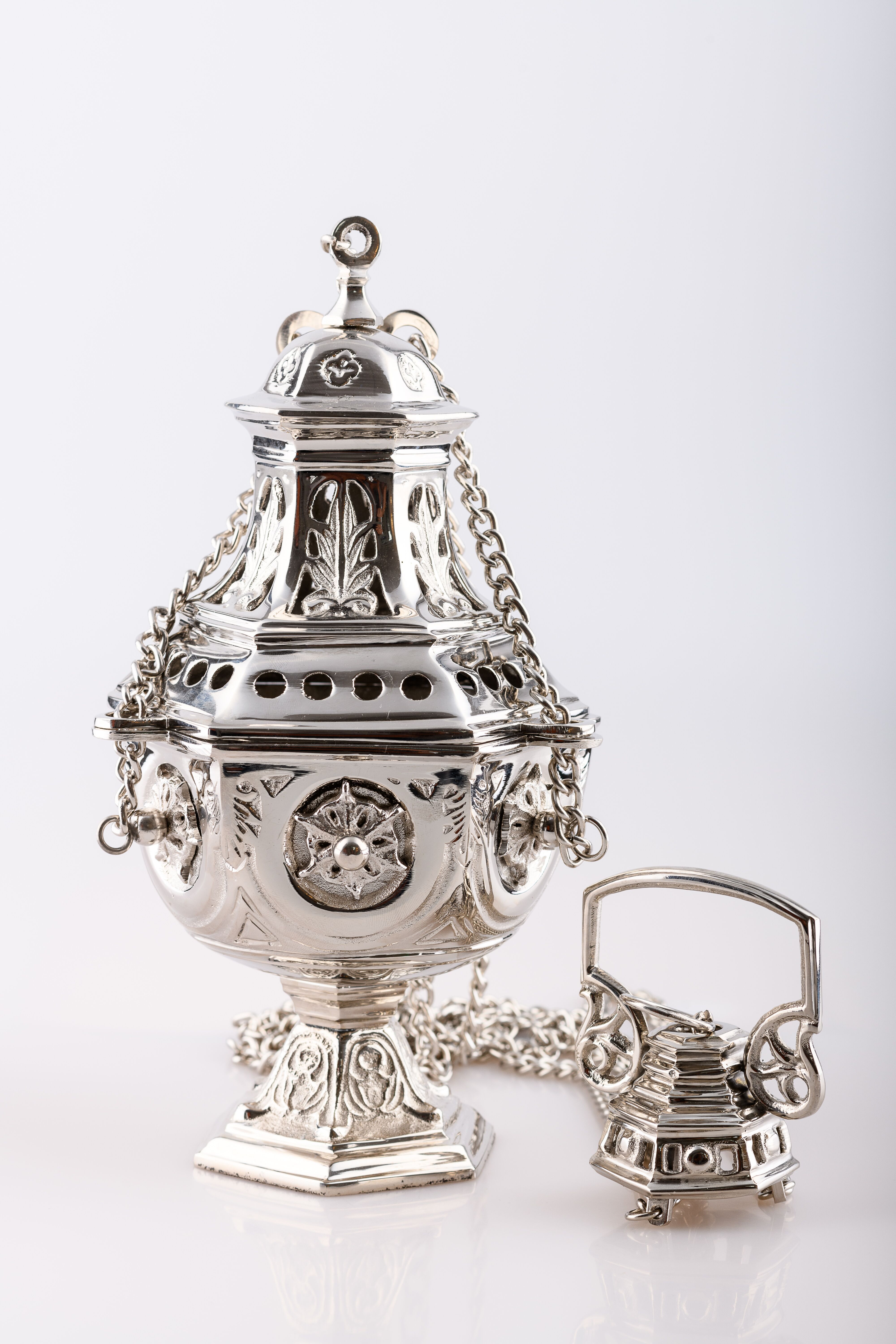 Solidny trybularz mosiężny, niklowany - 27 cm - TRYBULARZE, ŁÓDKI - Nowość