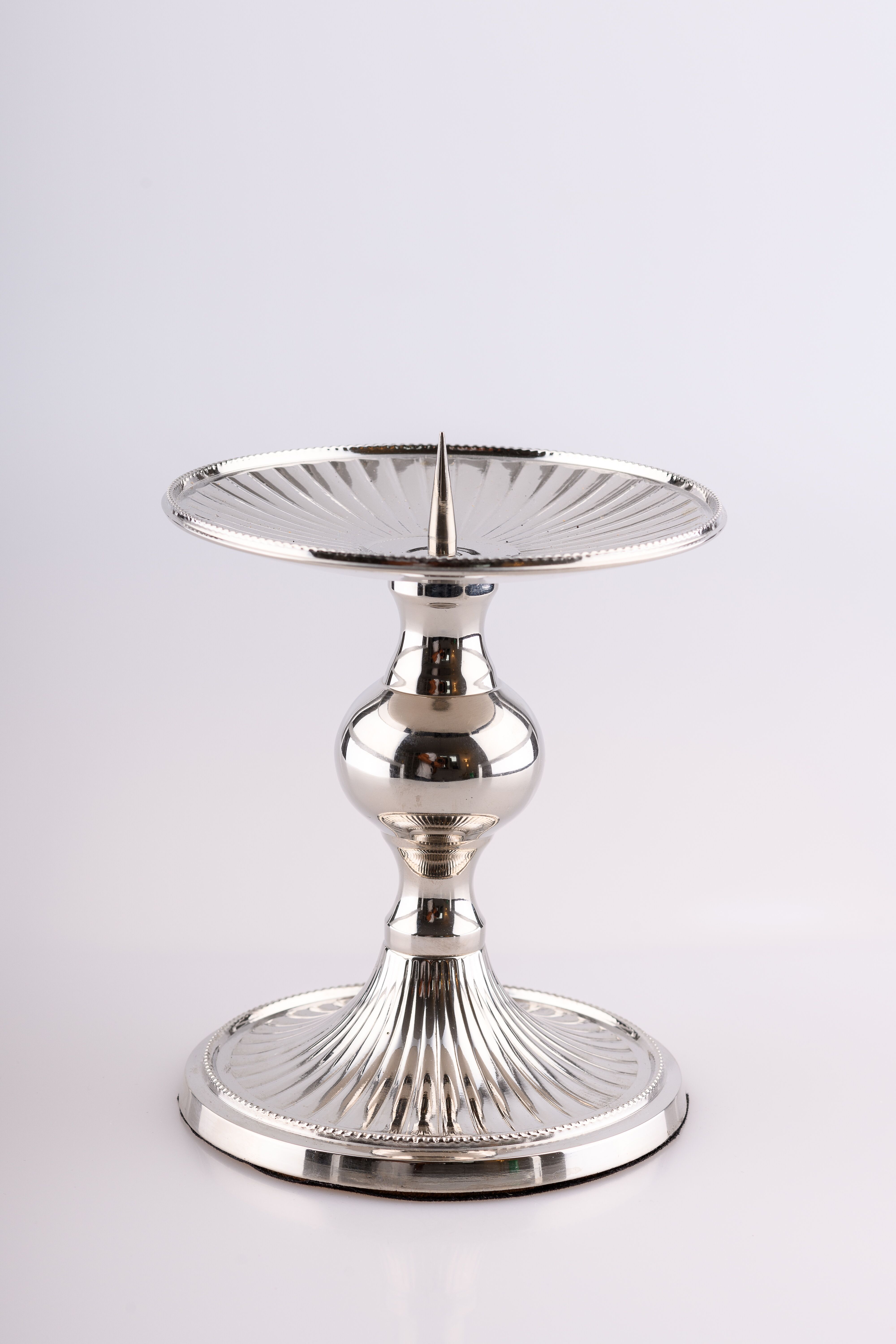 Lichtarz pojedynczy mosiężny, niklowany - 8 cm (2 sztuki) - ŚWIECZNIKI / LICHTARZE - Nowość