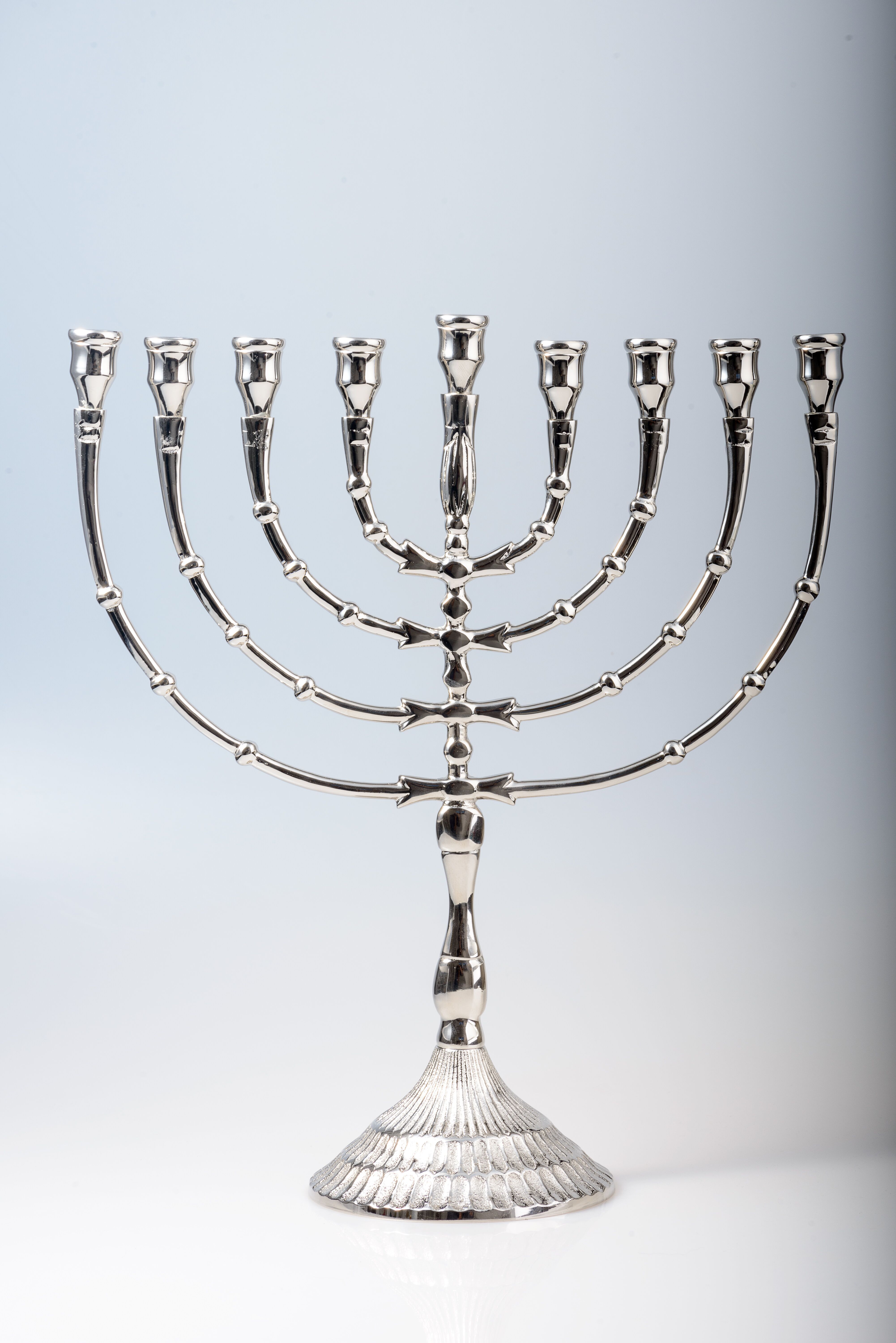 Świecznik menora srebrny - 9 świeczek - 32 cm - ŚWIECZNIKI / LICHTARZE - Nowość