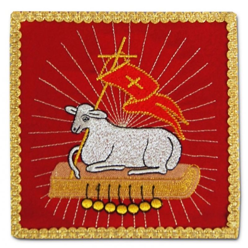 Palka haftowana czerwona - Baranek Ofiarny - kolor czerwony - Palka haftowana czerwona - Baranek Ofiarny