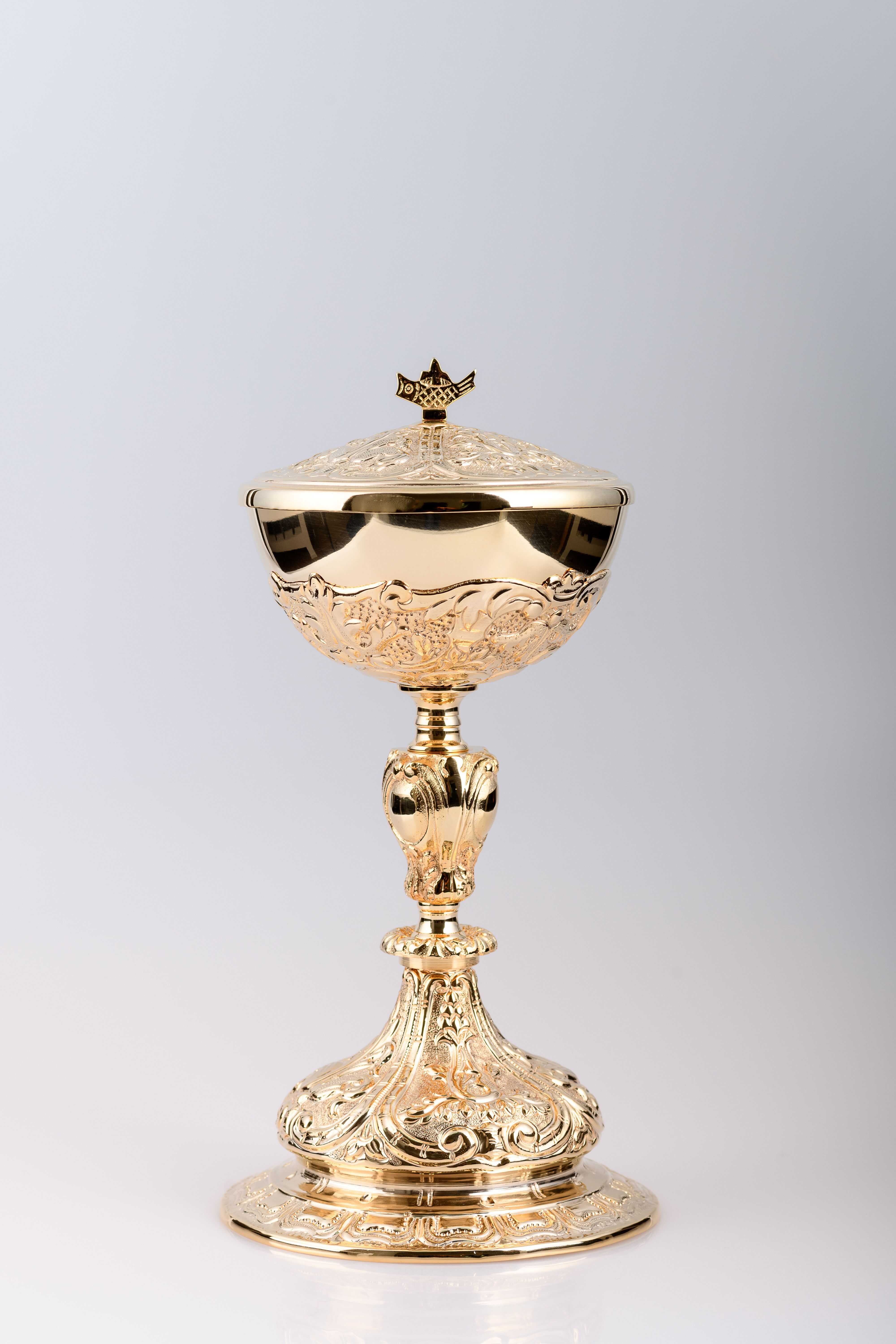 Puszka na komunikanty, mosiężna , pozłacana - 27 cm (33) - PUSZKI MSZALNE - Nowość