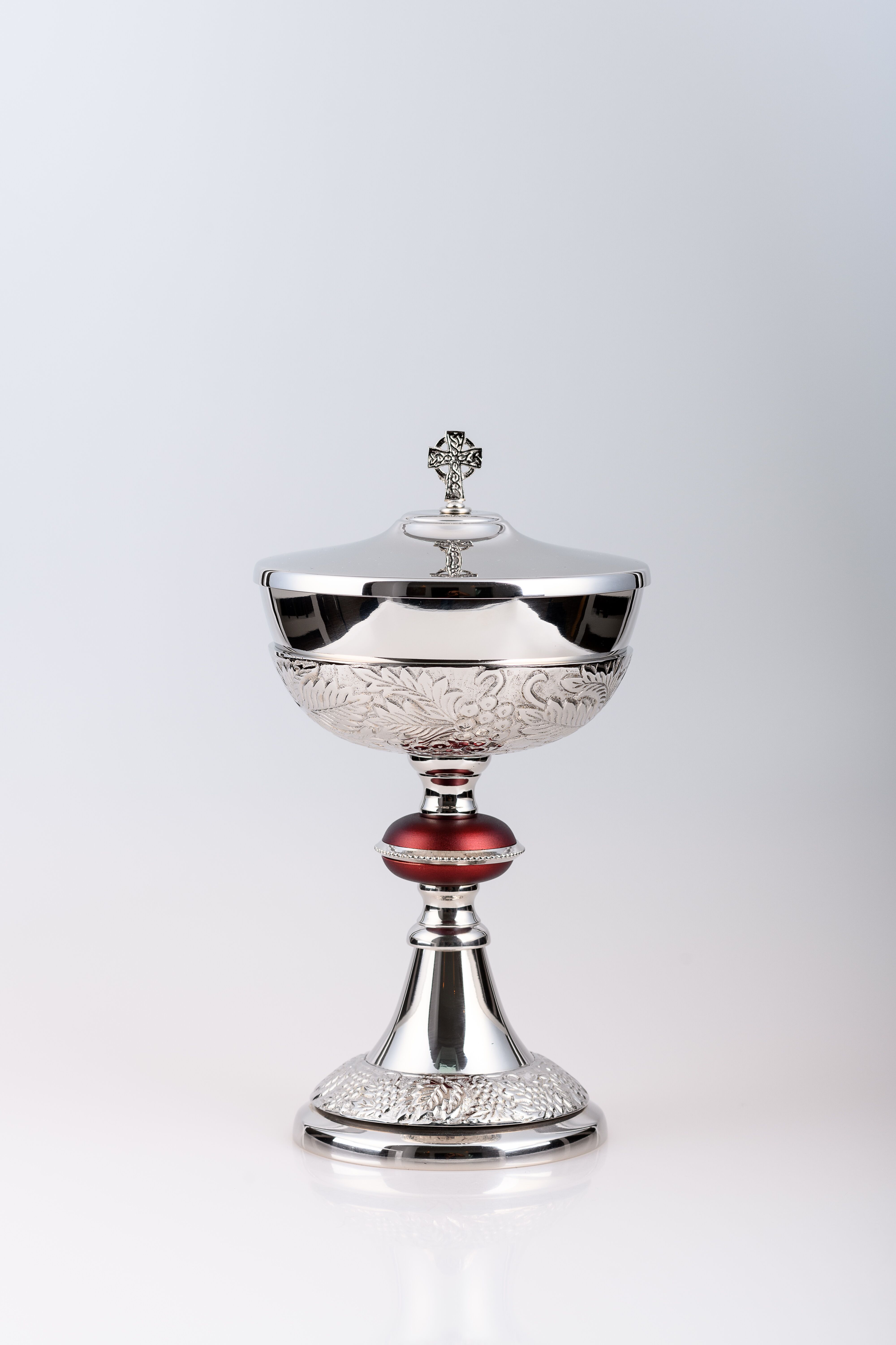 Puszka na komunikanty, mosiężna , niklowany, srebrzona - 27 cm (45) - PUSZKI MSZALNE - Nowość