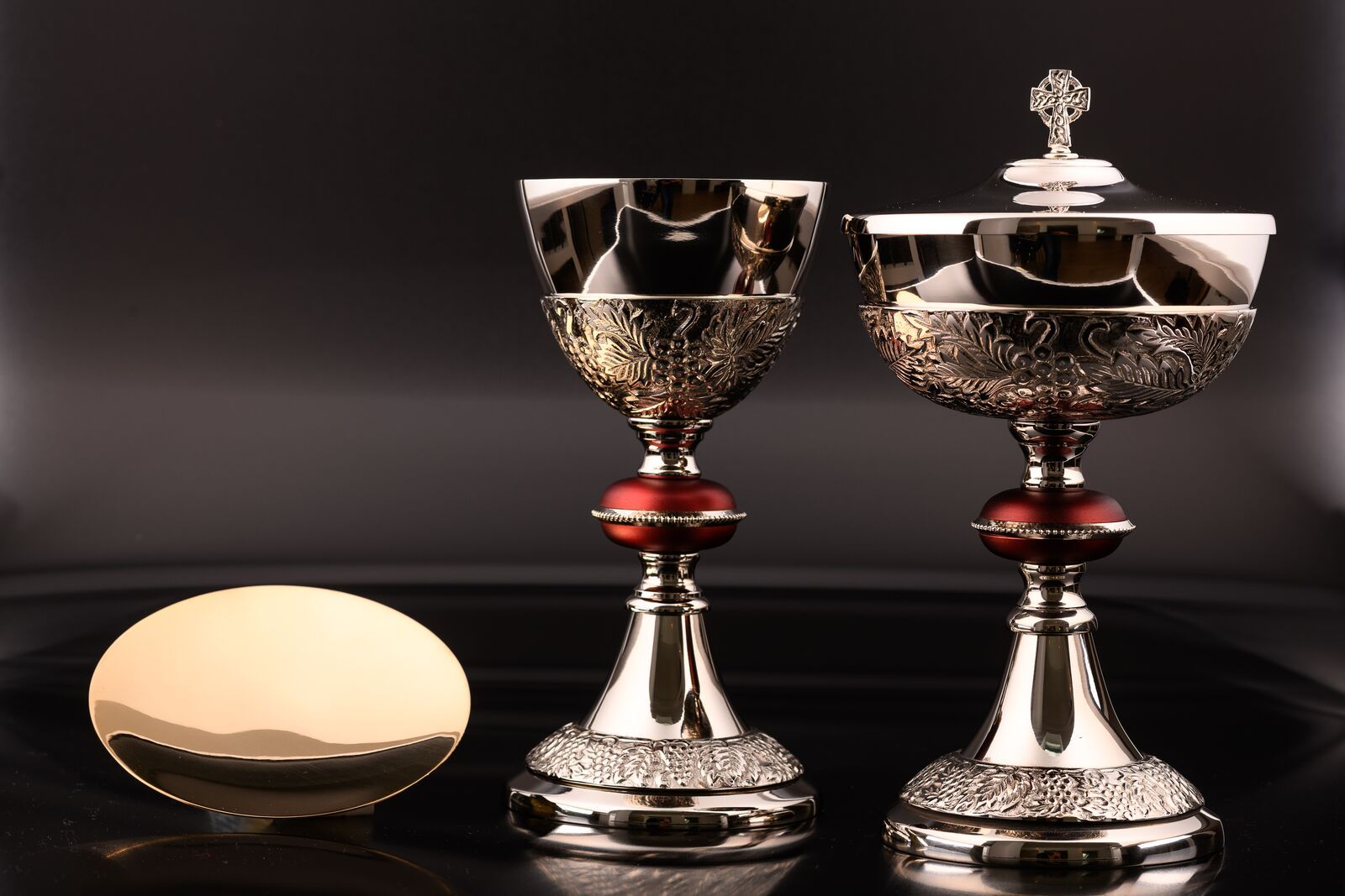 Komplet niklowany kielich + puszka + patena (22) - KIELICHY MSZALNE - Nowość