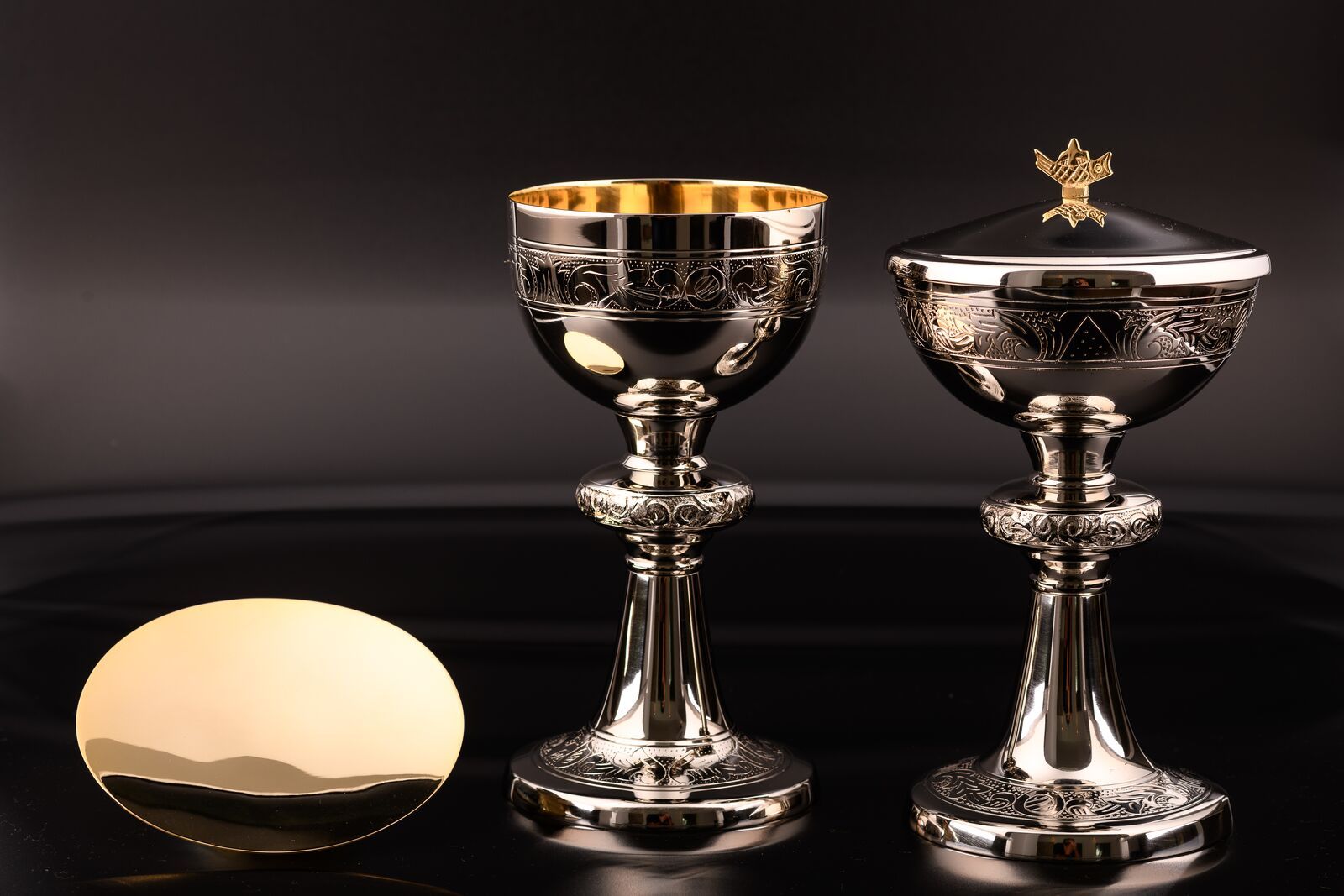 Komplet niklowany kielich + puszka + patena (22) - KIELICHY MSZALNE - Nowość
