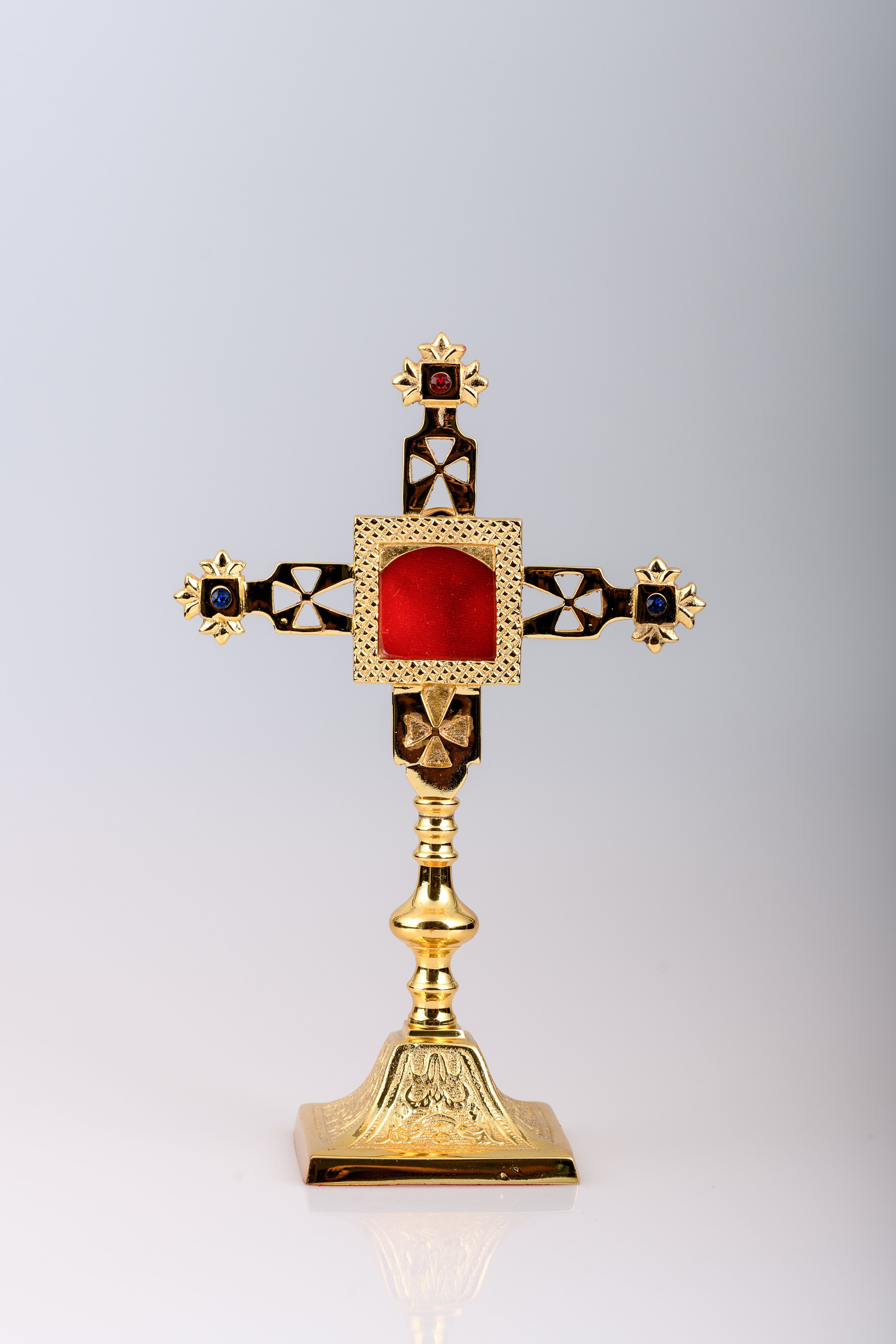 Relikwiarz pozłacany 25 cm + kamienie ozdobne (11) - RELIKWIARZE - Nowość