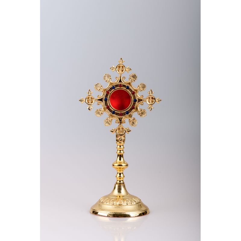 Relikwiarz pozłacany 25 cm - kamienie ozdobne (12) - RELIKWIARZE - Relikwiarz pozłacany 25 cm - kamienie ozdobne (12)