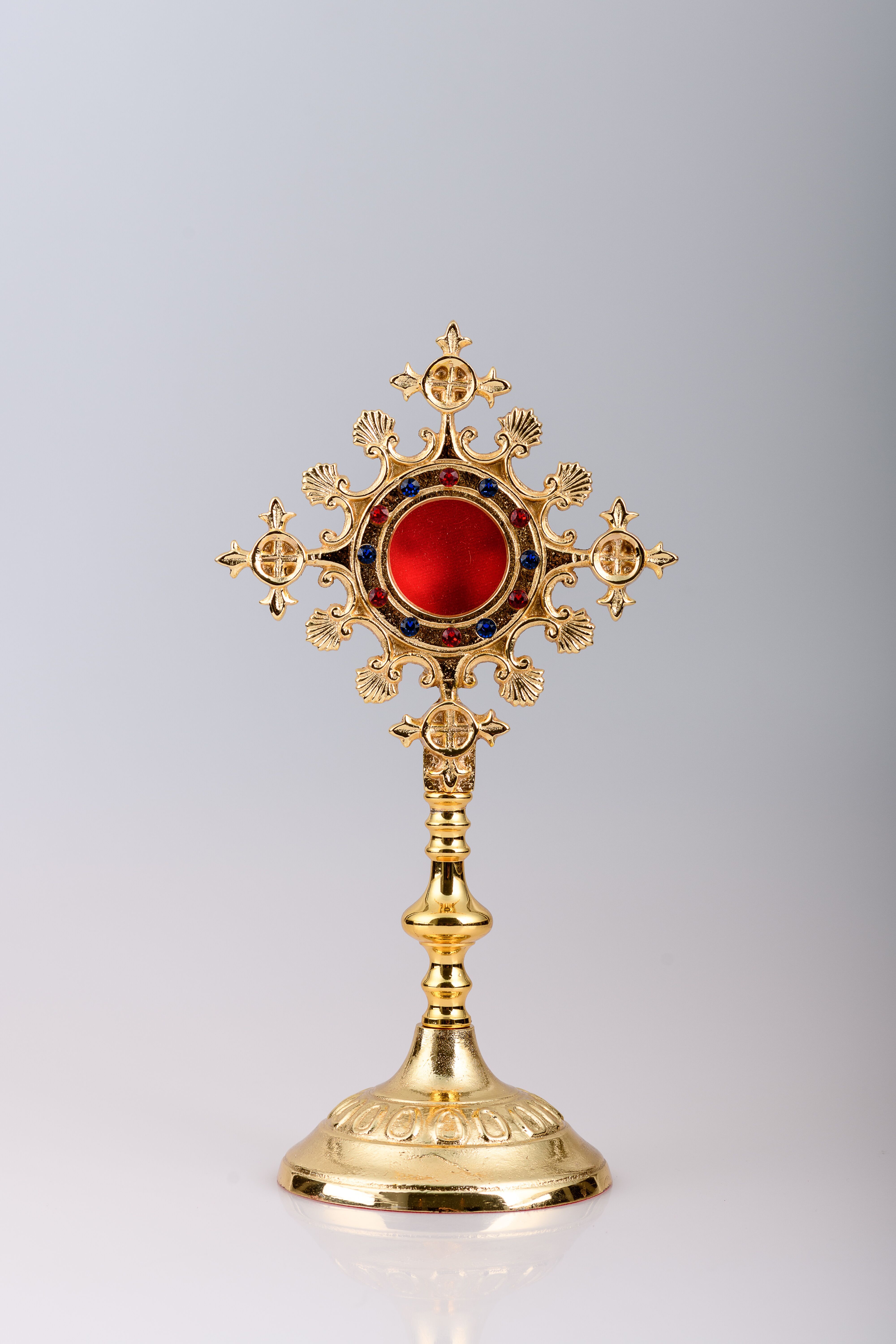 Relikwiarz pozłacany 25 cm - kamienie ozdobne (12) - RELIKWIARZE - Nowość