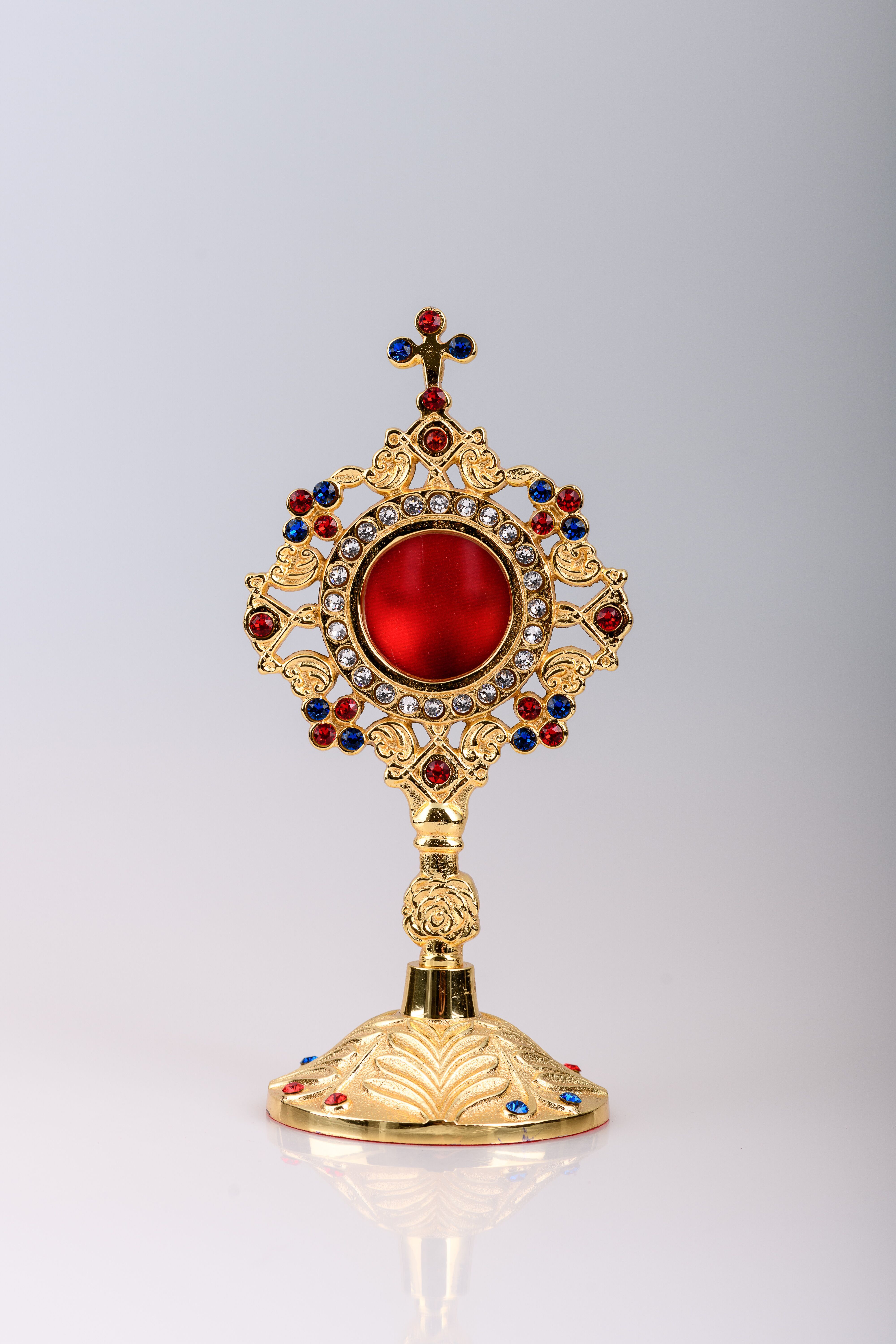 Relikwiarz pozłacany 20 cm - kamienie ozdobne (15) - RELIKWIARZE - Nowość