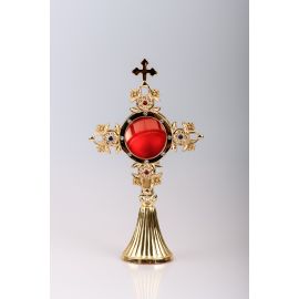 Relikwiarz pozłacany 25 cm - kamienie ozdobne (19) - RELIKWIARZE