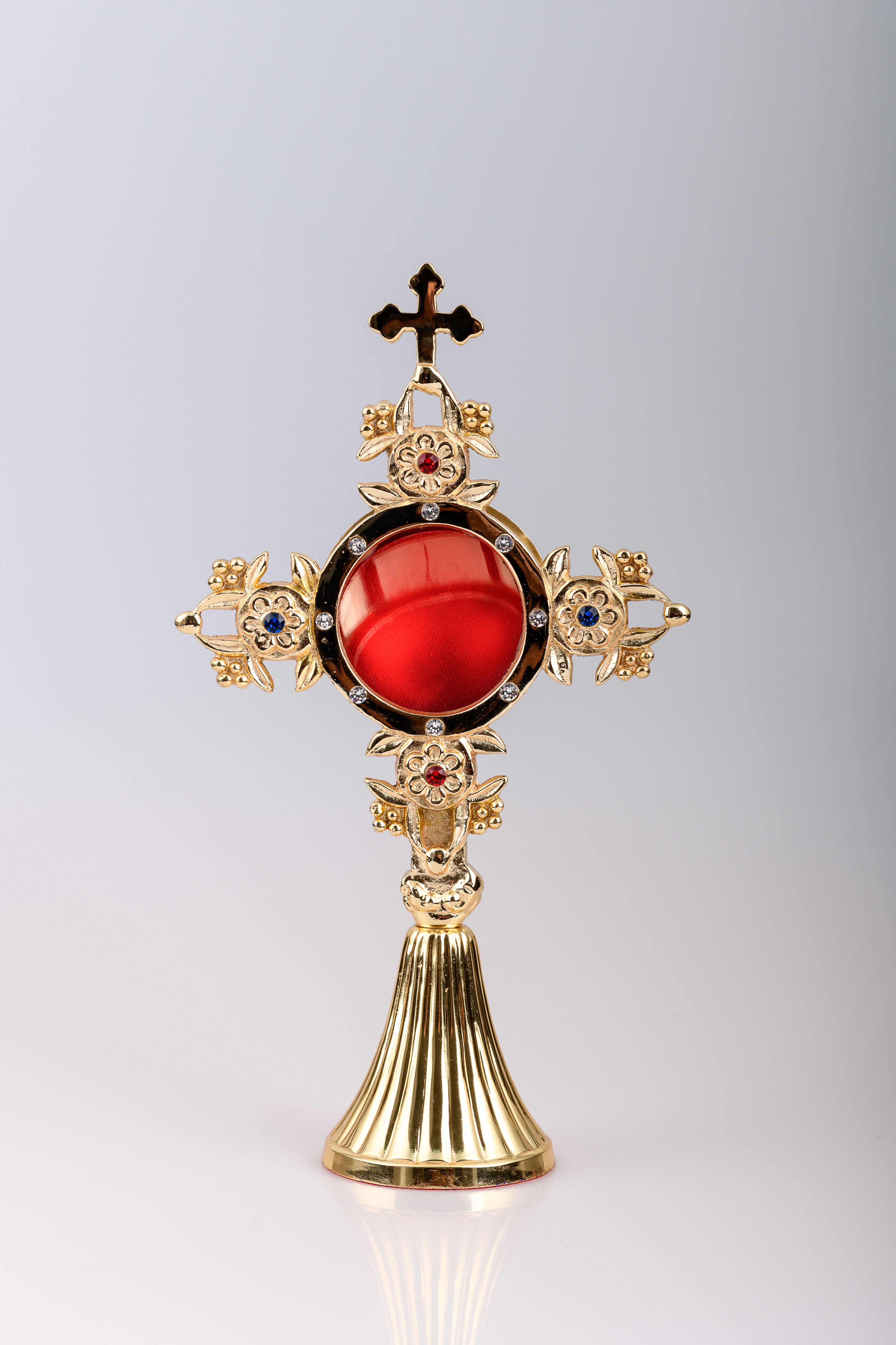 Relikwiarz pozłacany 25 cm - kamienie ozdobne (19) - RELIKWIARZE - Nowość