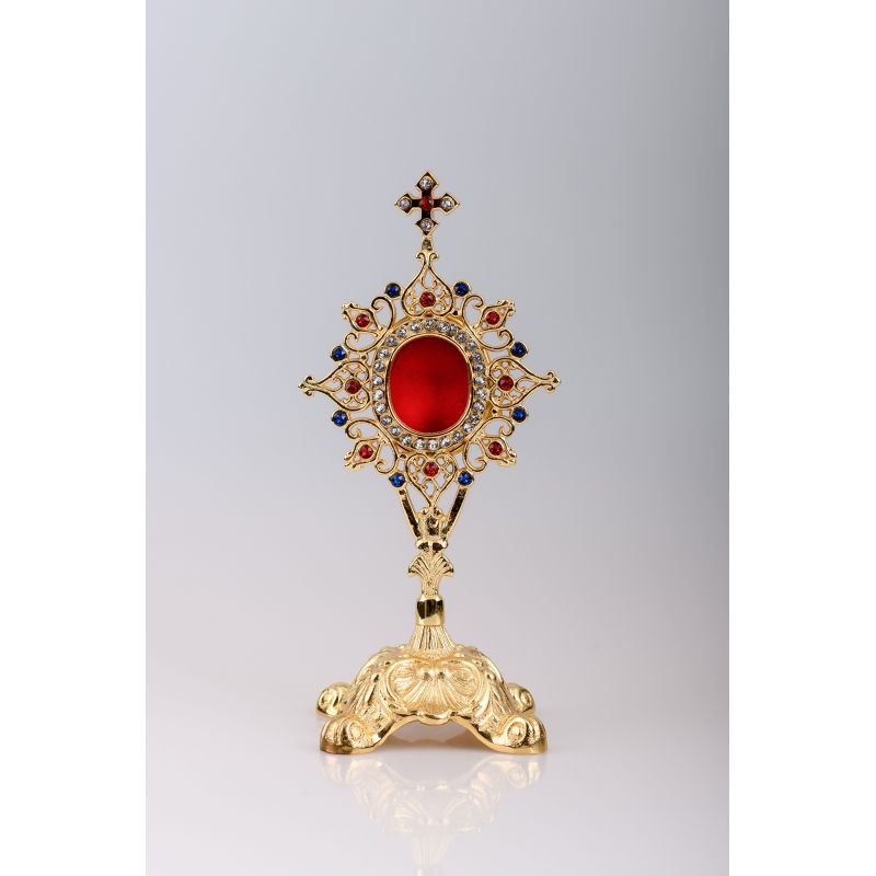 Relikwiarz pozłacany 24 cm - kamienie ozdobne (20) - RELIKWIARZE - Relikwiarz pozłacany 24 cm - kamienie ozdobne (20)