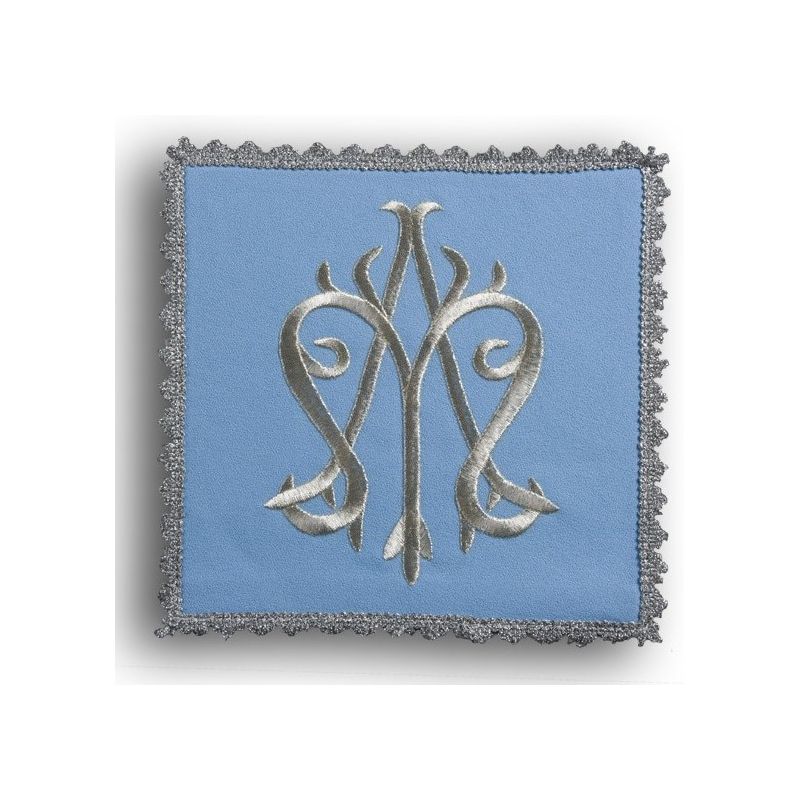 Palka haftowana niebieska - symbol Maryjny (2) - kolor niebieski - Palka haftowana niebieska - symbol Maryjny (2)
